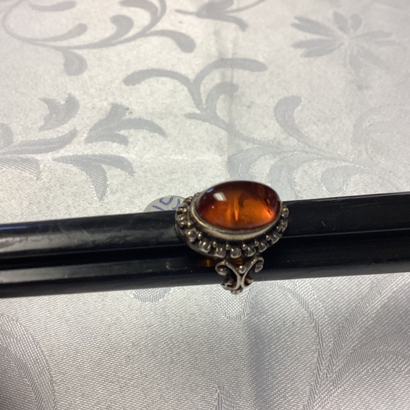 Amber sterling Victorian style ring size 5 stunning setting - Picture 9 of 15